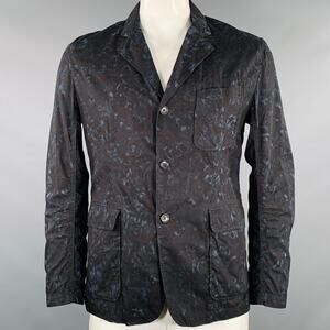 ENGINEERED GARMENTS Size L Black Blue Marbled Cotton Chore Jacket